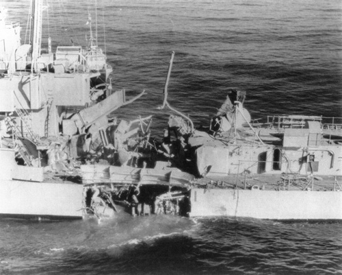 USS Vammen after missile strike